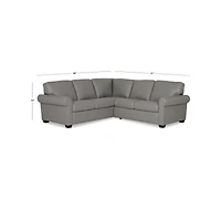 Orid 2-Pc. "L"-Shaped Leather Roll Arm Sectional , Created for Macy's