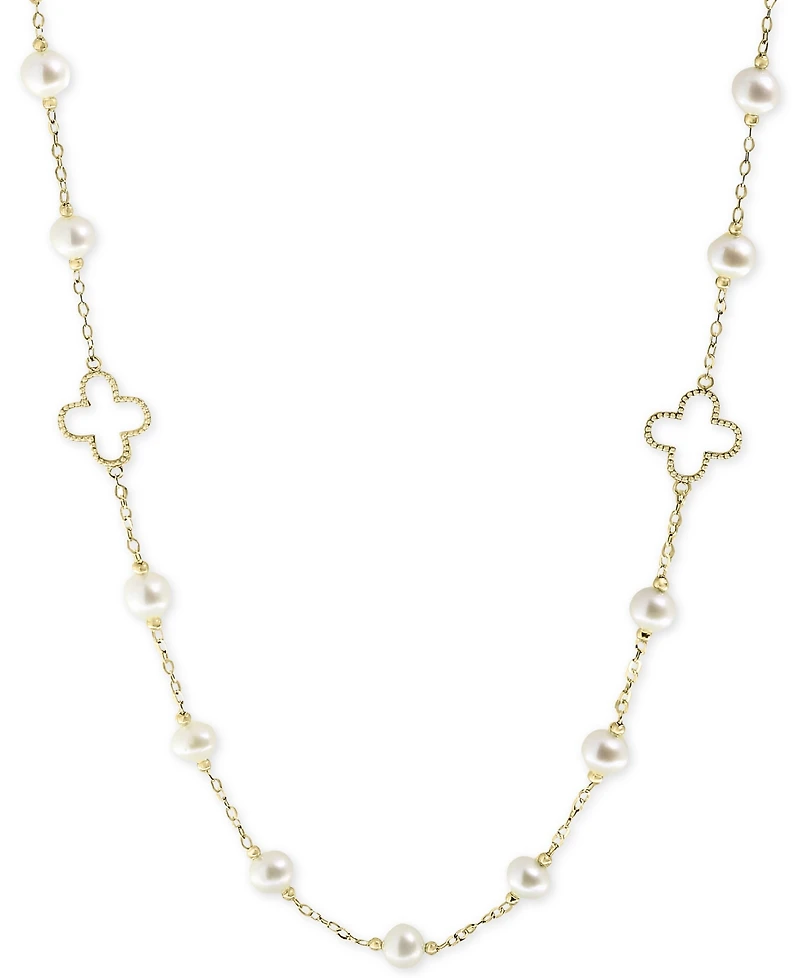 Pearl by Effy White Cultured Freshwater Pearl (6mm) 32" Statement Necklace in 14k Gold