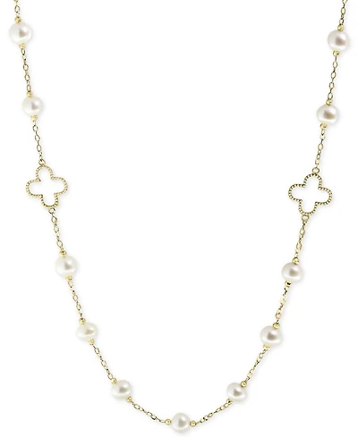 Pearl by Effy White Cultured Freshwater Pearl (6mm) 32" Statement Necklace in 14k Gold