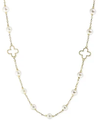 Pearl by Effy White Cultured Freshwater Pearl (6mm) 32" Statement Necklace in 14k Gold