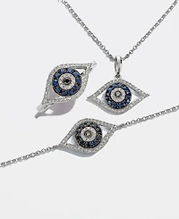 Effy Sapphire (1/4 ct. t.w.) and Diamond (1/6 Evil Eye Bracelet 14k White Gold(Also Available Yellow Gold)