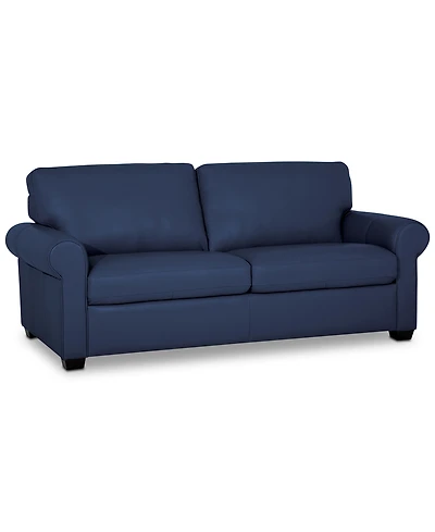 Orid 77" Leather Roll Arm Apartment Sofa, Created for Macy's