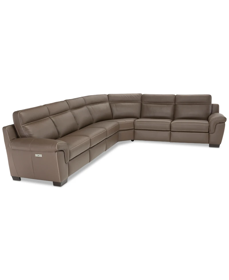 Closeout! Julius 150" Ii 6-Pc. Leather Sectional Sofa With 2 Power Recliners, Power Headrests & Usb Power Outlet, Created for Macy's