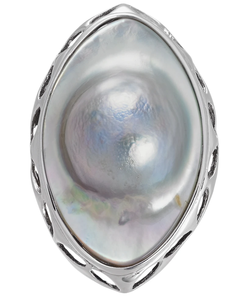 Mabe Blister Pearl (18 x 28mm) Statement Ring in Sterling Silver