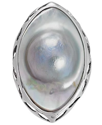 Mabe Blister Pearl (18 x 28mm) Statement Ring in Sterling Silver