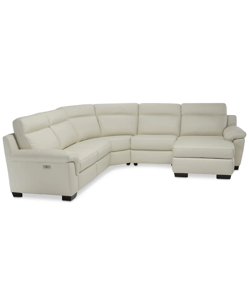 Closeout! Julius Ii 5-Pc. Leather Chaise Sectional Sofa With 2 Power Recliners, Power Headrests & Usb Power Outlet, Created for Macy's