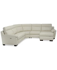 Closeout! Julius Ii 5-Pc. Leather Chaise Sectional Sofa With 2 Power Recliners, Power Headrests & Usb Power Outlet, Created for Macy's