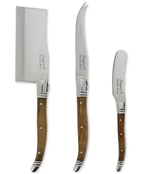 French Home Laguiole Connoisseur Olive Wood Cheese Knife Set, 3 Piece.