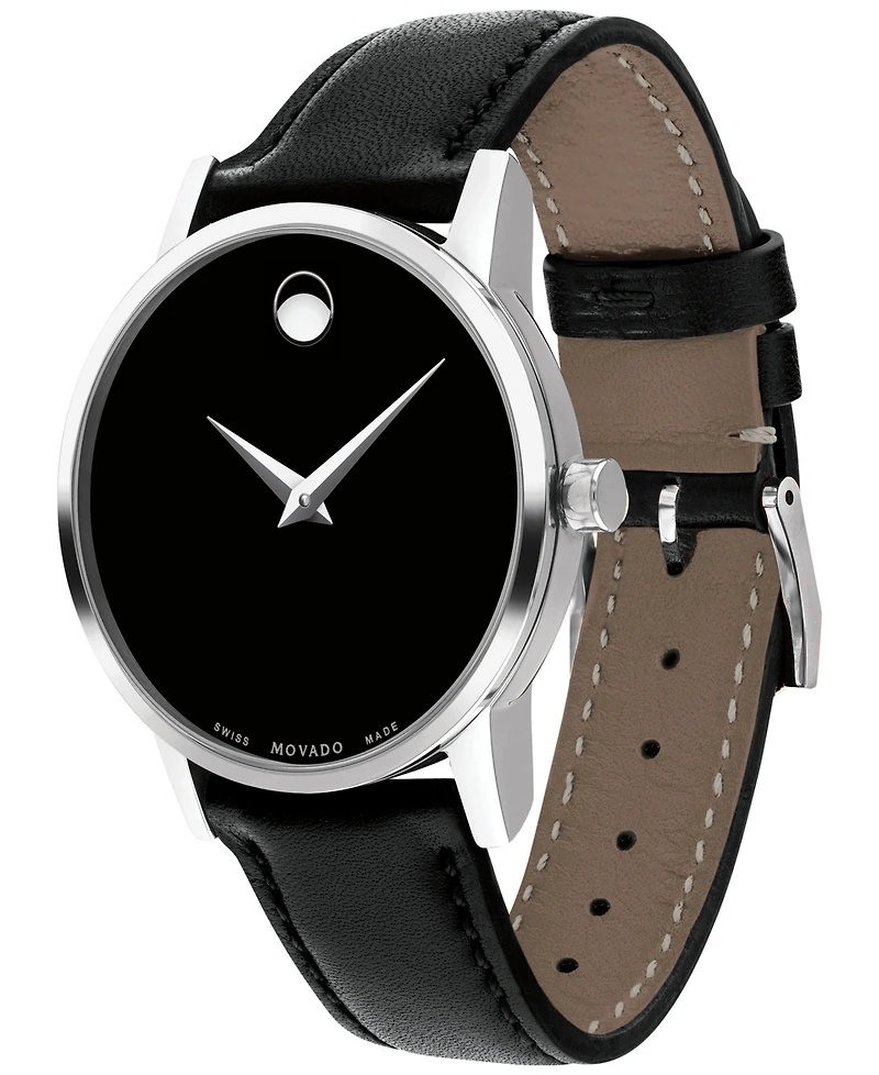 Movado Women's Swiss Museum Classic Black Leather Strap Watch 28mm
