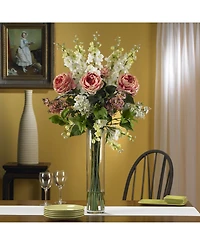 Nearly Natural Rose, Delphinium & Lilac Artificial Flower Arrangement
