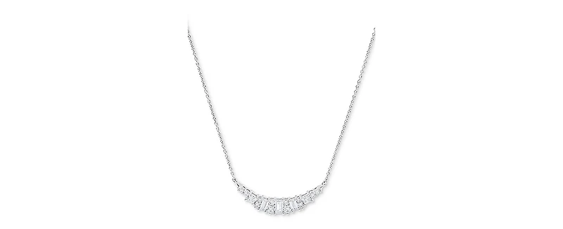Arabella Cubic Zirconia Heart 18" Statement Necklace in Sterling Silver