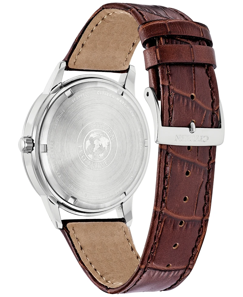 Citizen Eco-Drive Men's Corso Brown Leather Strap Watch 44mm