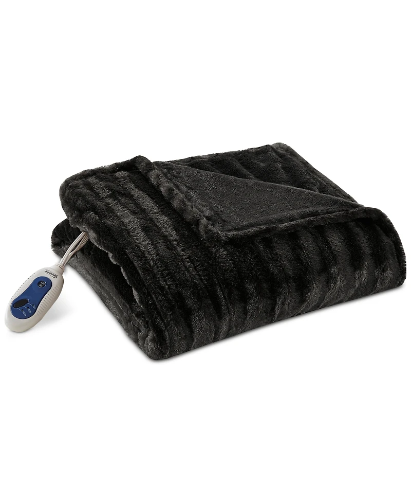 Beautyrest Duke Ribbed Electric Faux-Fur Throw, 50" x 70"