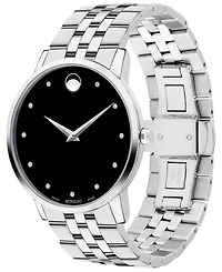 Movado Men's Swiss Museum Classic Diamond-Accent Stainless Steel Bracelet Watch 40mm