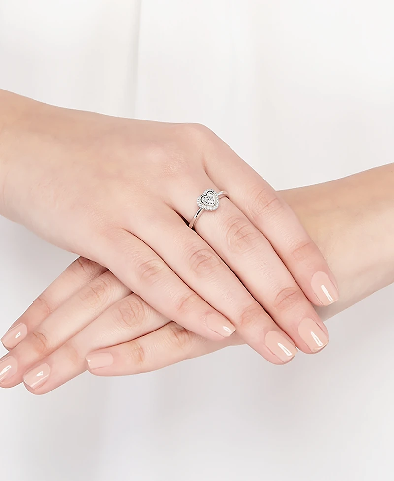 Diamond Heart Ring in 14k Gold over Sterling Silver (1/10 ct. t.w.)