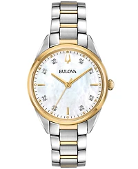 Bulova Women's Sutton Diamond-Accent Two-Tone Stainless Steel Bracelet Watch 32.5mm