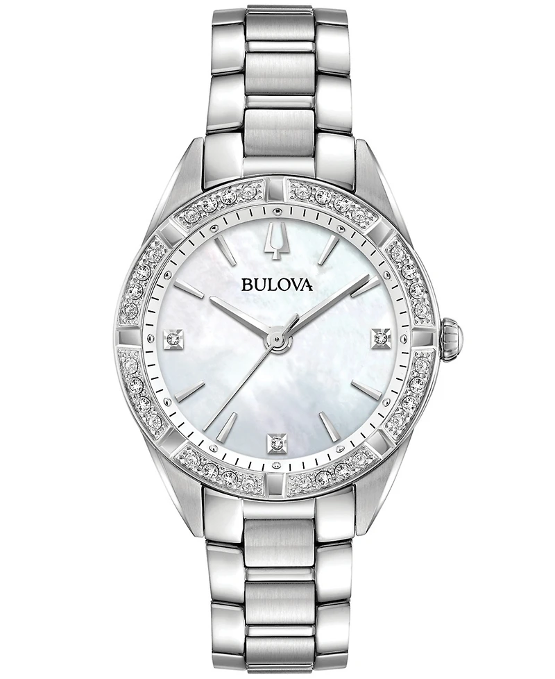 Bulova Women's Sutton Diamond (1/10 ct. t.w.) Stainless Steel Bracelet Watch 32.5mm
