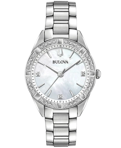 Bulova Women's Sutton Diamond (1/10 ct. t.w.) Stainless Steel Bracelet Watch 32.5mm