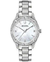 Bulova Women's Sutton Diamond (1/10 ct. t.w.) Stainless Steel Bracelet Watch 32.5mm