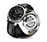 Tissot Men's Swiss Automatic T-Classic Le Locle Powermatic 80 Black Leather Strap Watch 39.3mm