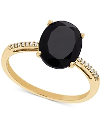 Onyx (10 x 8mm) & Diamond Accent Ring in 14k Gold