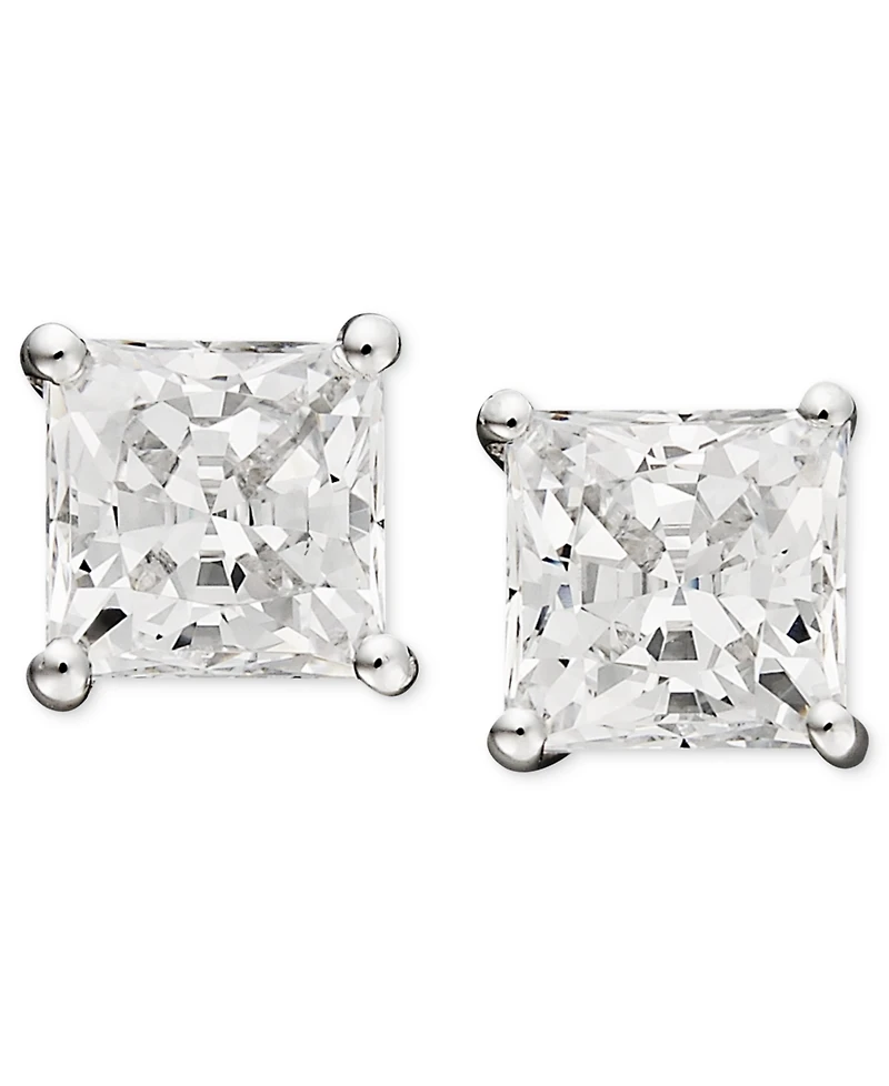 Arabella 14k White Gold Earrings, Cubic Zirconia Princess Cut Stud Earrings (2-3/4 ct. t.w.)