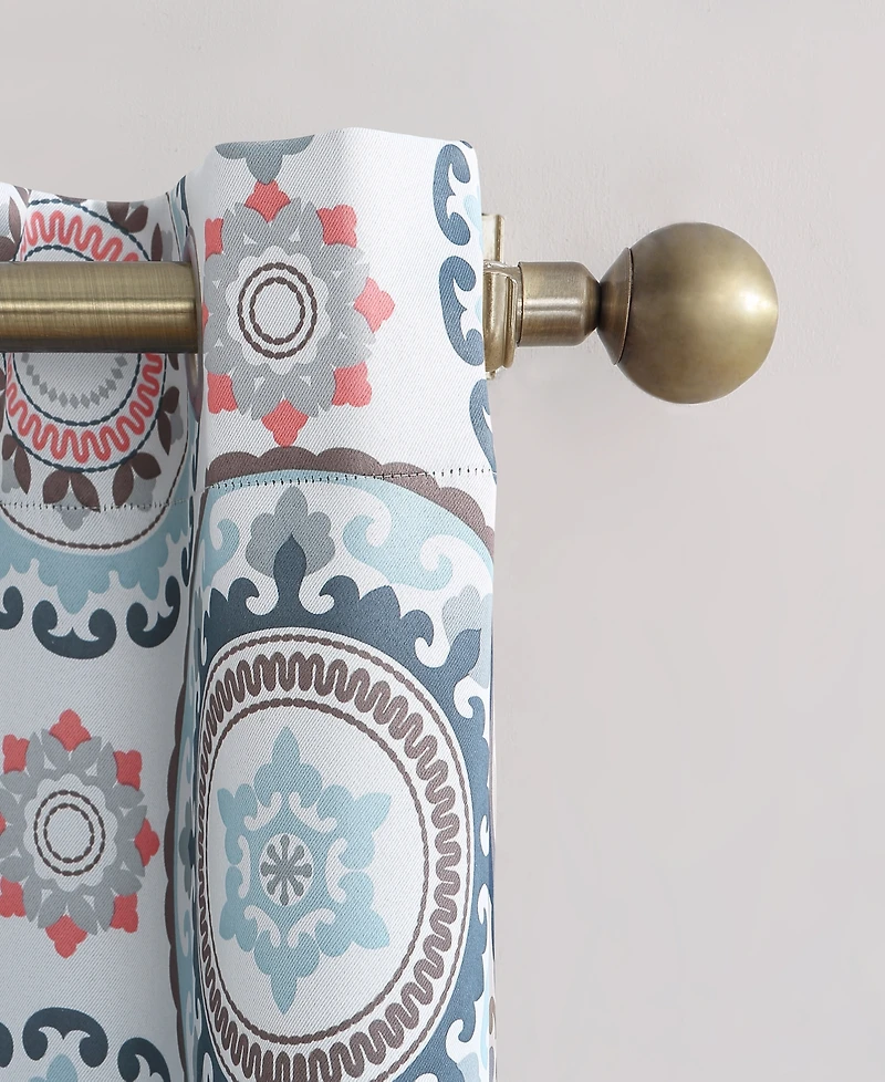 Nepal Global Medallion Print Blackout Grommet Curtain Panel