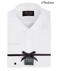 Michelsons of London Men's Classic/Regular Fit Solid French Cuff Tuxedo Shirt