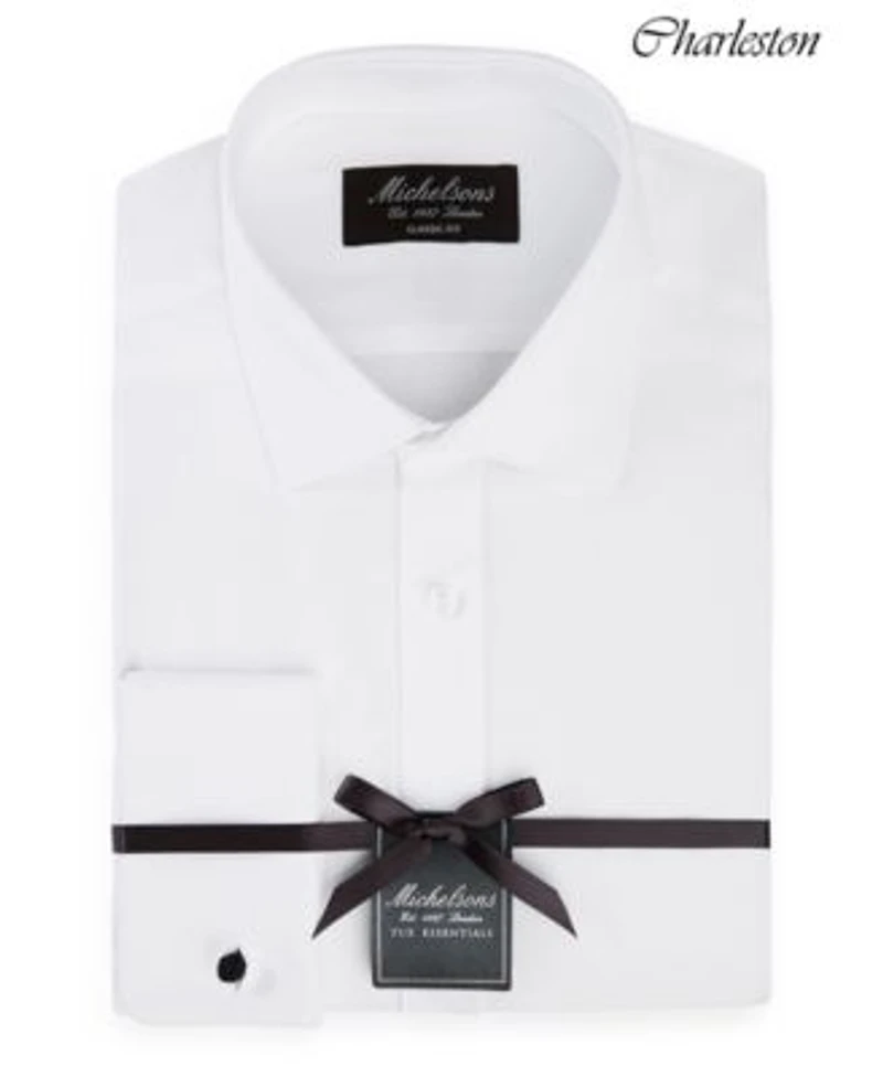 Michelsons Of London Mens Solid French Cuff Tuxedo Shirt Regular Slim Fit