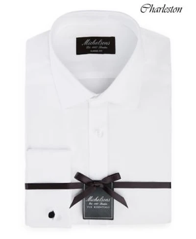 Michelsons Of London Mens Solid French Cuff Tuxedo Shirt Regular Slim Fit