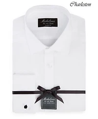 Michelsons Of London Mens Solid French Cuff Tuxedo Shirt Regular Slim Fit
