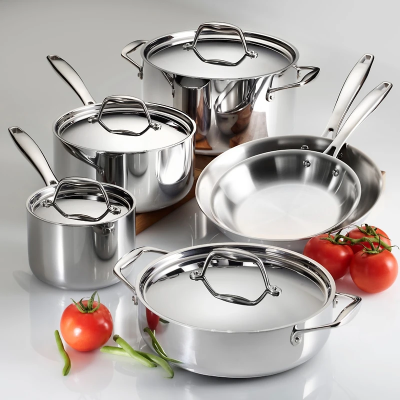 Tramontina Signature Tri-Ply Clad Stainless Steel 10-Piece Cookware Set with Lids