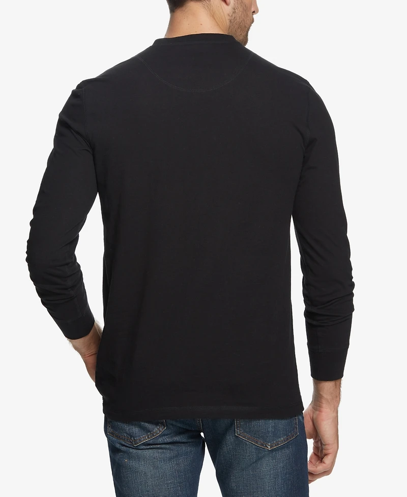Weatherproof Vintage Men's Long Sleeve Brushed Jersey Henley T-shirt