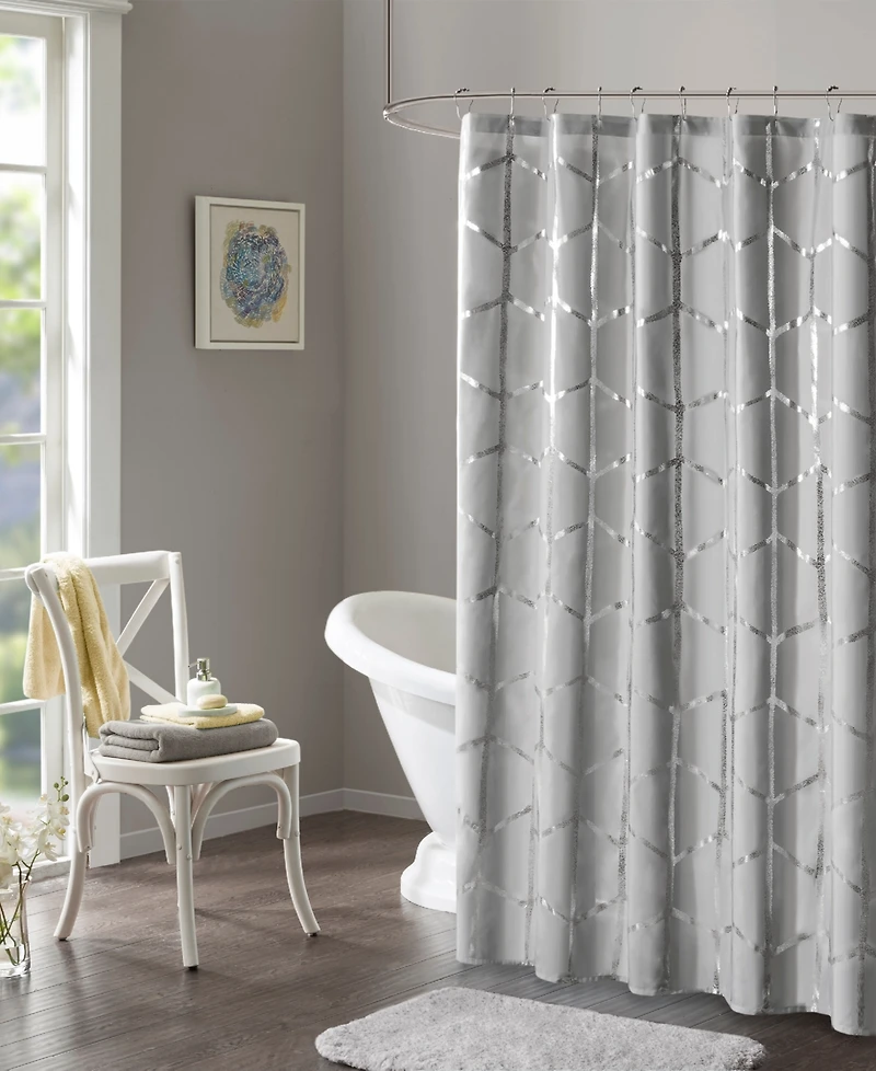 Intelligent Design Raina Metallic Printed Shower Curtain, 72" x