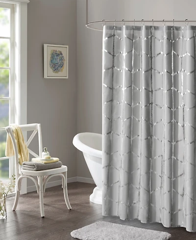 Intelligent Design Raina Metallic Printed Shower Curtain, 72" x