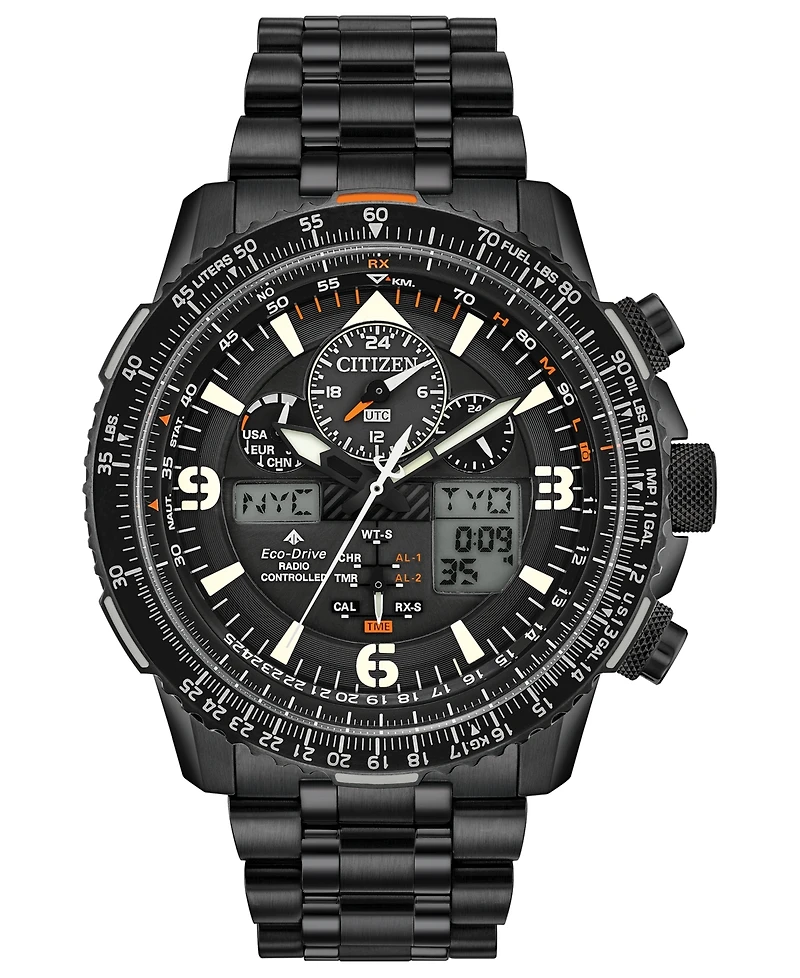 Citizen Eco-Drive Men's Analog-Digital Promaster Skyhawk A-t Black Stainless Steel Bracelet Watch 46mm