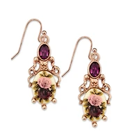 2028 Rose Gold-Tone Purple Crystal Flower Drop Earrings