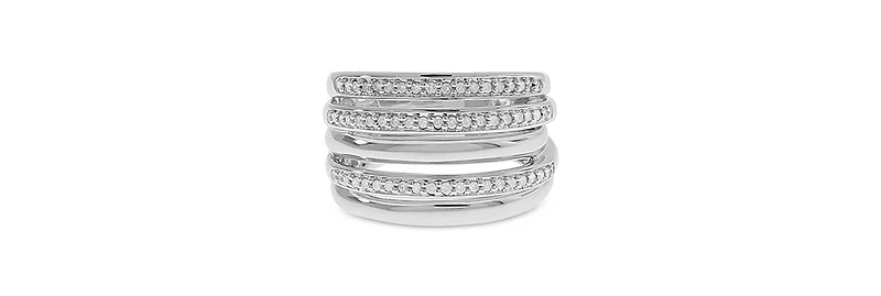 Diamond Multi-Layer Statement Ring (1/4 ct. t.w.) Sterling Silver