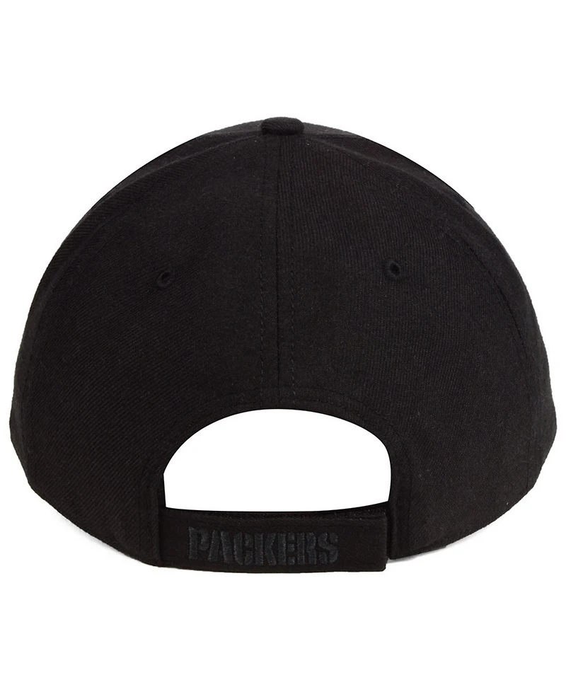 '47 Brand Green Bay Packers Black & Black Mvp Strapback Cap