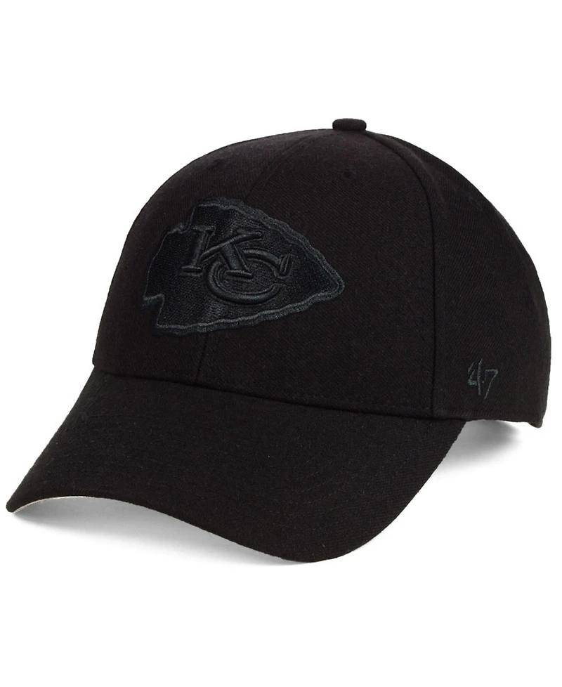 '47 Brand Kansas City Chiefs Black & Black Mvp Strapback Cap