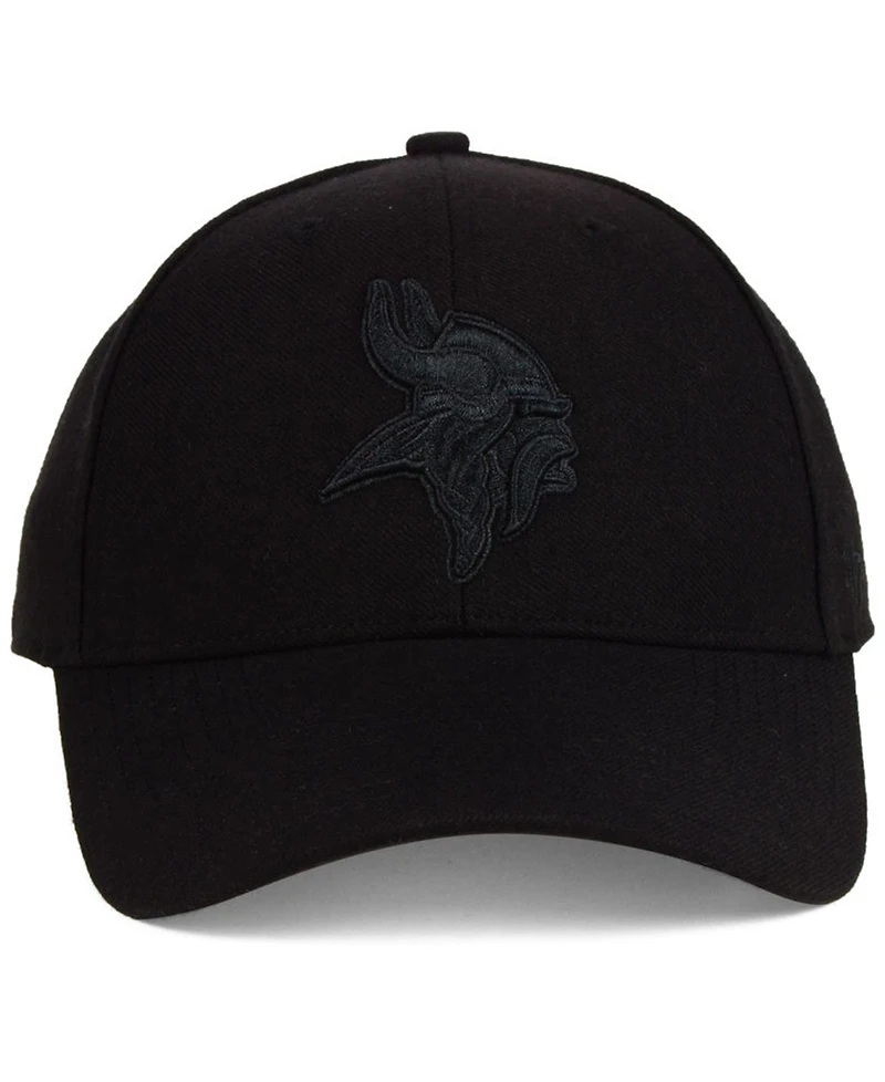 '47 Brand Minnesota Vikings Black & Black Mvp Strapback Cap