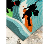 Liora Manne Front Porch Indoor/Outdoor Surfing Dogs Ocean 2' x 3' Area Rug