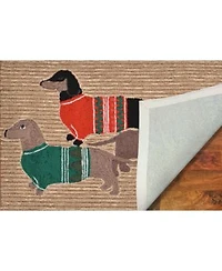 Liora Manne Front Porch Indoor Outdoor Holiday Hounds Neutral Area Rugs