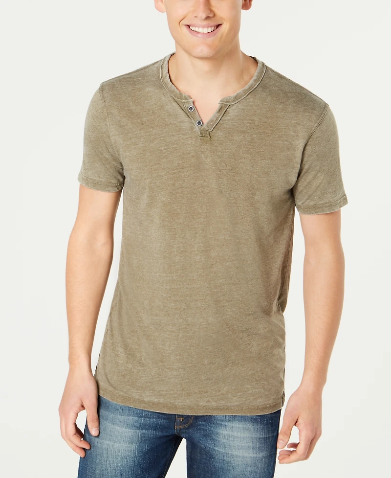 Lucky Brand Men's Venice Burnout Notch Short Sleeves T-shirt