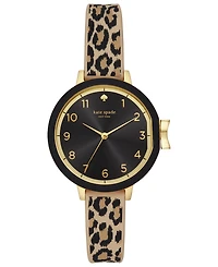 kate spade new york Women's Park Row Leopard Print Silicone Strap 34mm