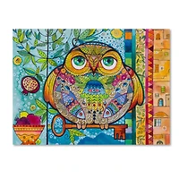 Oxana Ziaka 'Judaica Folk Owl' Canvas Art - 19" x 14" x 2"