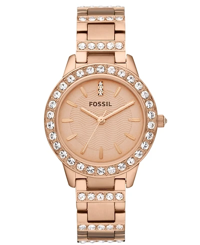 Fossil Women's Jesse Rose Gold-Tone Stainless Steel Bracelet Watch 34mm ES3020