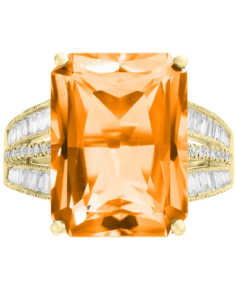 Effy Pink Amethyst (15-1/2 ct. t.w.) & Diamond (3/8 Ring 14k Gold (Also available Green Quartz, Citrine, Swiss Blue Topaz and London B