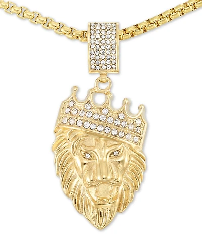 Legacy for Men by Simone I. Smith Crystal Lion King 24" Pendant Necklace Gold-Tone Ion-Plated Stainless Steel