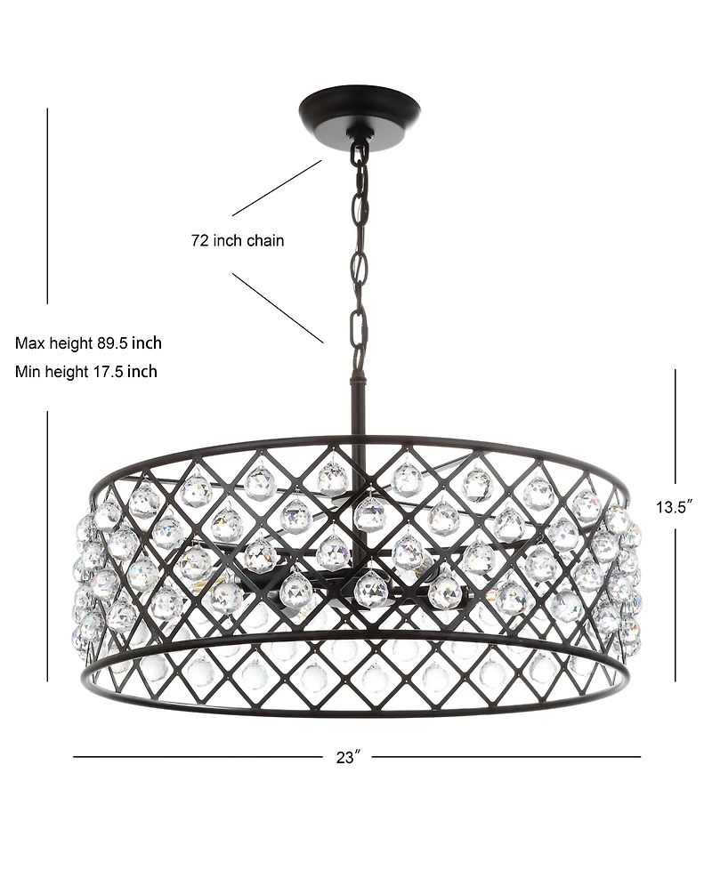 Jonathan Y Gabrielle 23" Crystal,Metal Led Pendant Oil-Rubbed